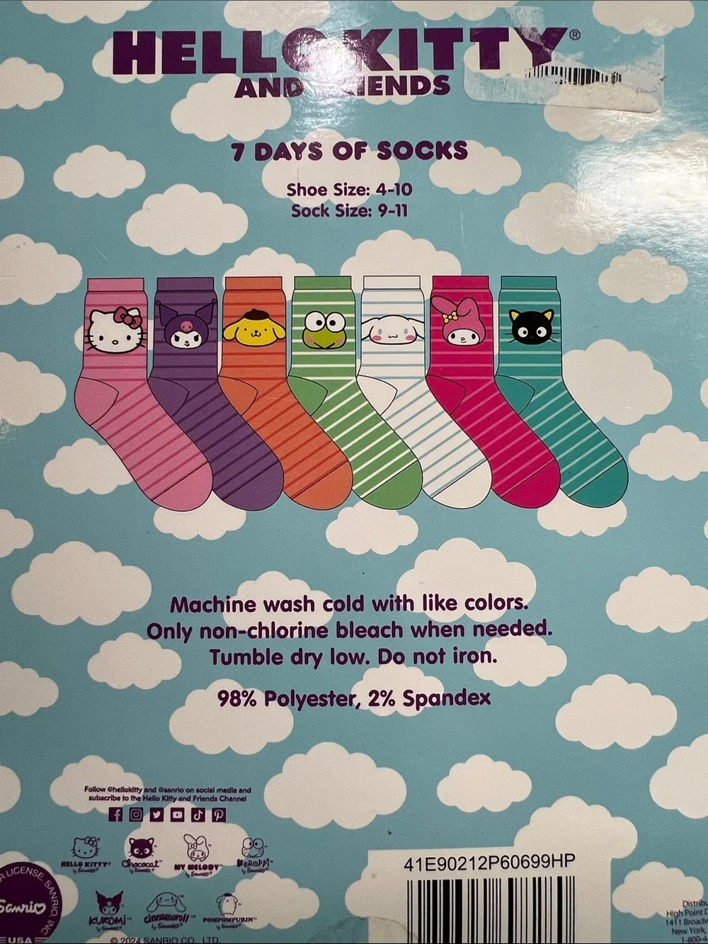 Hello Kitty and Friends Kids 7-Pack Colorful Character Socks